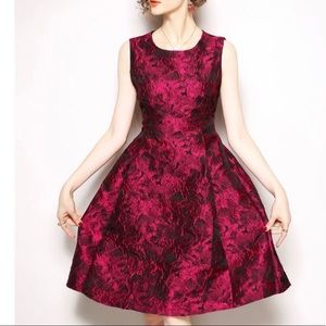 Fuchsia and black dress